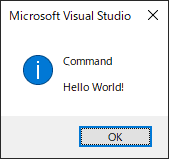 「Command Hello World!」と表示されたダイアログが表示されます。