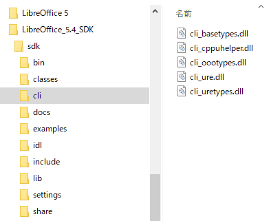 場所を指定しなければ、C:\Program Files\LibreOffice_5.4_SDK\sdkにインストールされます。