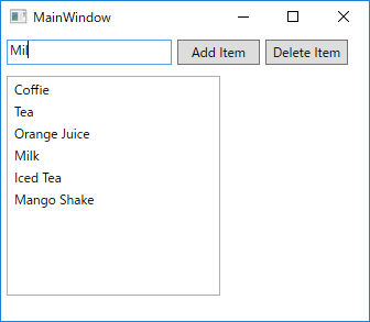 ListVeiwに動的にリスト項目を追加し、マウスで選択した項目を削除します。