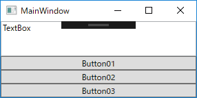 C# WPFで、作成するテキストボックスと３つのボタンを持つウィンドウ