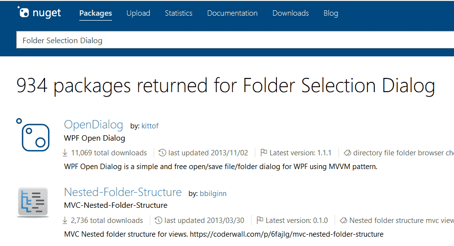 nugetで、「Folder Selection Dialog」を検索