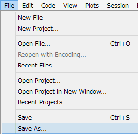 「File」→「Save As」を選択し、