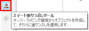 スマート塗りつぶしツールを使うと複数のオブジェクトで囲まれた領域を塗りつぶすことができます。