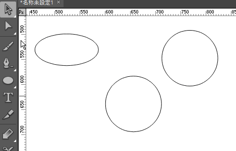 円の始点と終点にあたるアンカーポイント（矢印で表示）を削除すると、半円になります。
