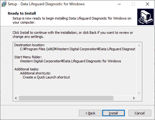 インストール設定の確認画面が表示されます。